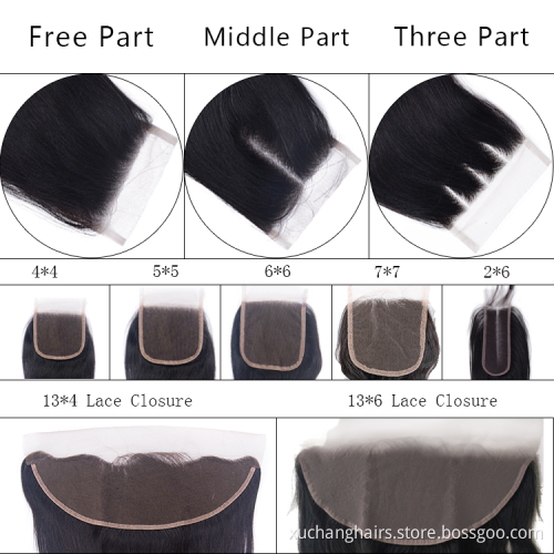Virgin Cuticle Aligned Human Hair Bundles With Lace Closure